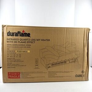 Duraflame Infrared Quartz Log Set Electric Heater DFI056 3D Flame Effect Black